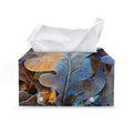 Frozen Oak leaf Print Leather Tissue Box Cover