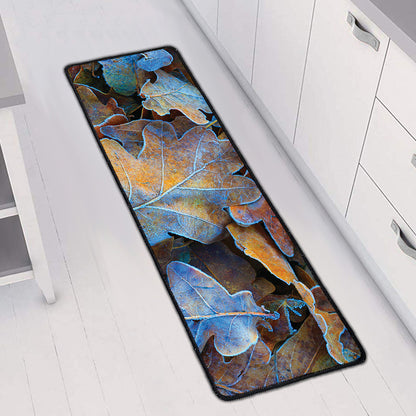 Frozen Oak leaf Print Long Kitchen Mat