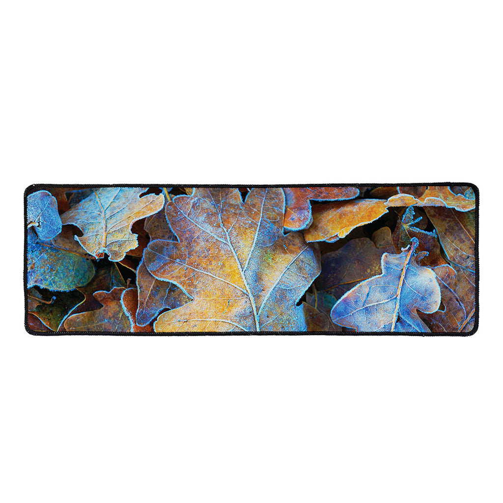 Frozen Oak leaf Print Long Kitchen Mat