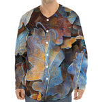Frozen Oak leaf Print Long Sleeve Baseball Jersey