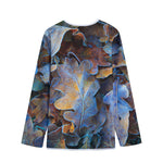 Frozen Oak leaf Print Long Sleeve Short Coat