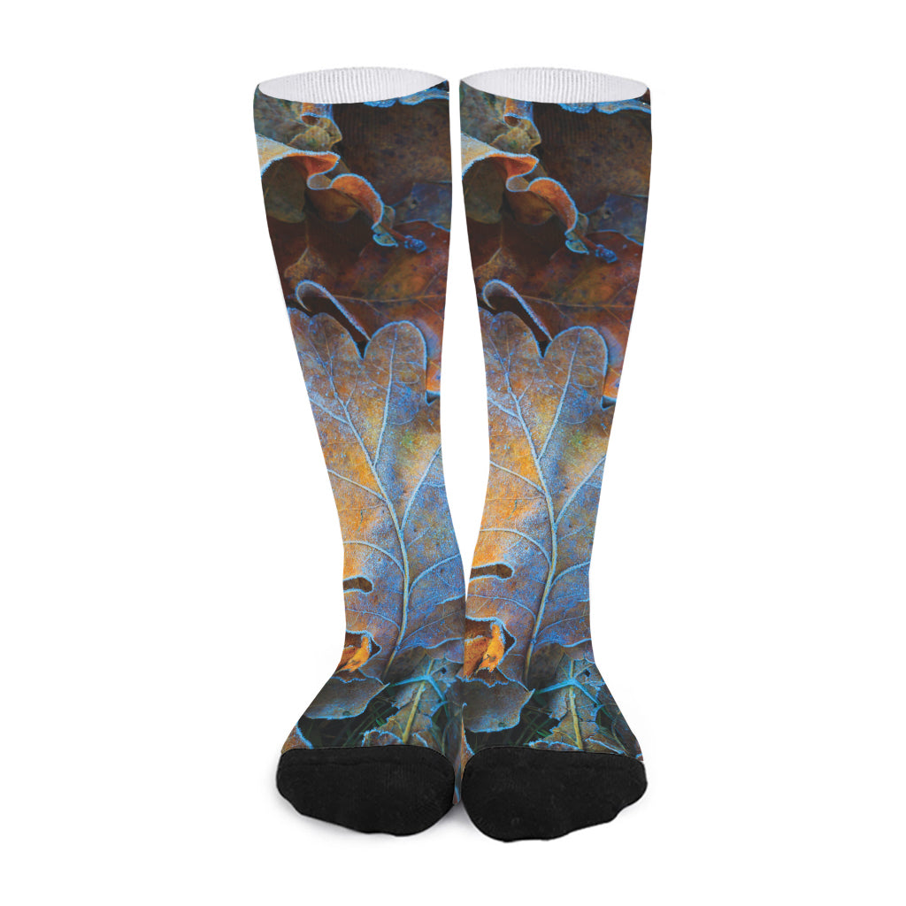 Frozen Oak leaf Print Long Socks