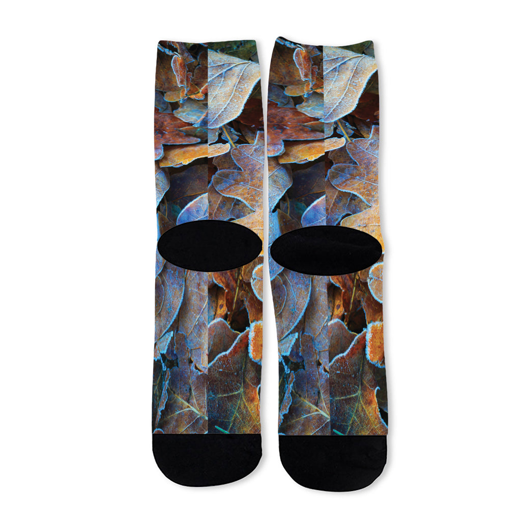 Frozen Oak leaf Print Long Socks