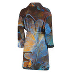 Frozen Oak leaf Print Men's Bathrobe