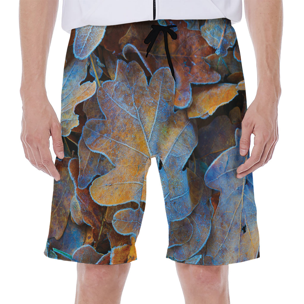 Frozen Oak leaf Print Men's Beach Shorts