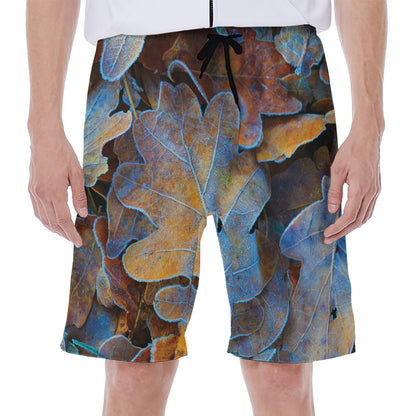 Frozen Oak leaf Print Men's Beach Shorts