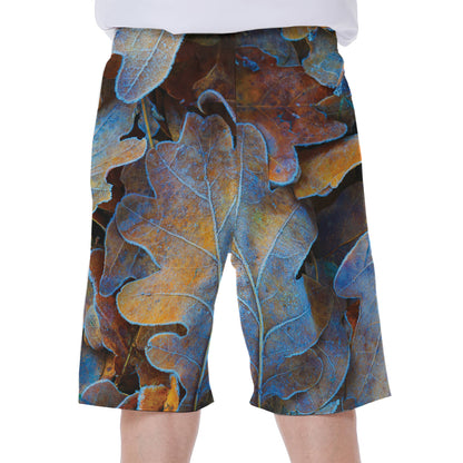 Frozen Oak leaf Print Men's Beach Shorts