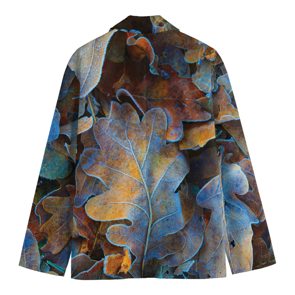 Frozen Oak leaf Print Men's Blazer