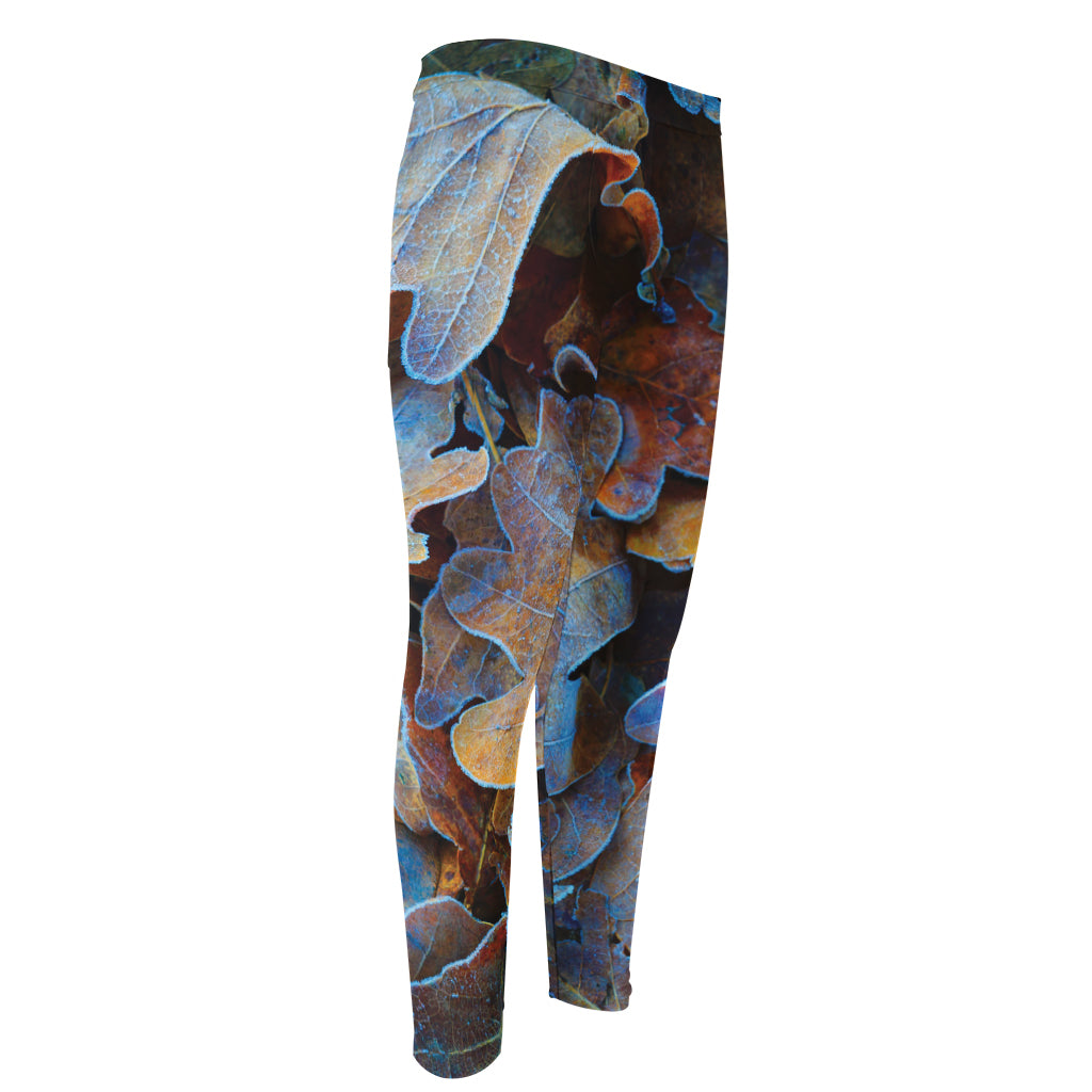 Frozen Oak leaf Print Men's Compression Pants