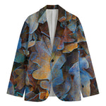 Frozen Oak leaf Print Men's Cotton Blazer