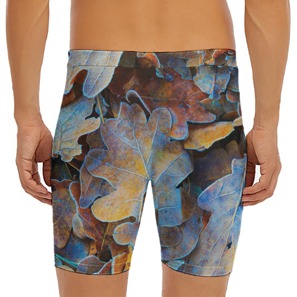 Frozen Oak leaf Print Men's Long Boxer Briefs