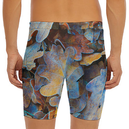 Frozen Oak leaf Print Men's Long Boxer Briefs