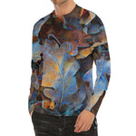 Frozen Oak leaf Print Men's Long Sleeve Rash Guard