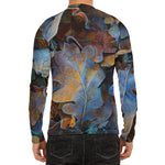 Frozen Oak leaf Print Men's Long Sleeve Rash Guard