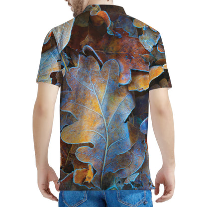 Frozen Oak leaf Print Men's Polo Shirt