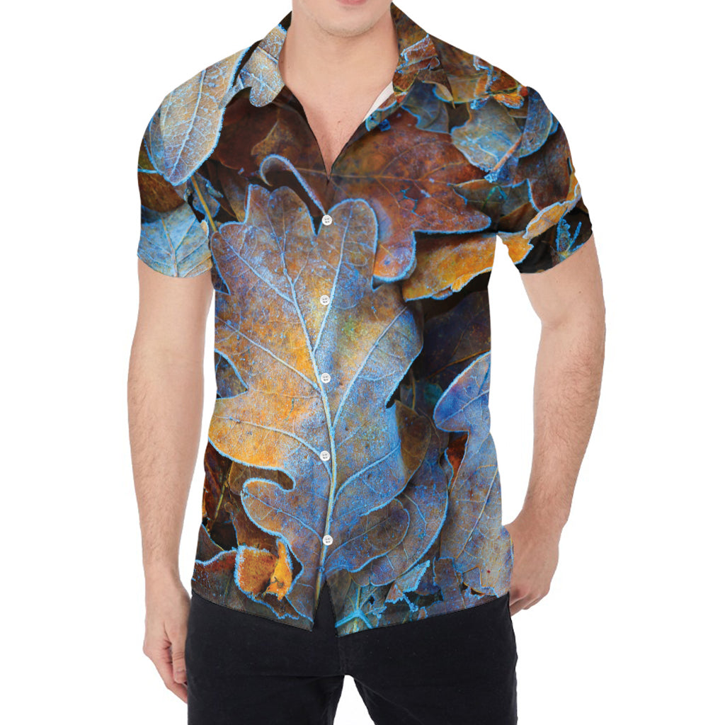 Frozen Oak leaf Print Men's Shirt
