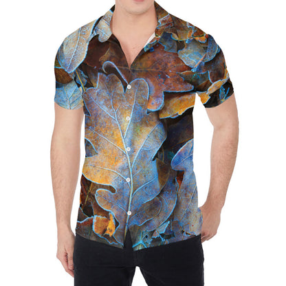 Frozen Oak leaf Print Men's Shirt
