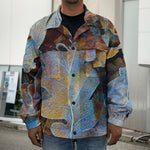 Frozen Oak leaf Print Men's Shirt Jacket