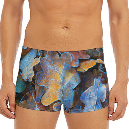 Frozen Oak leaf Print Men's Short Boxer Briefs