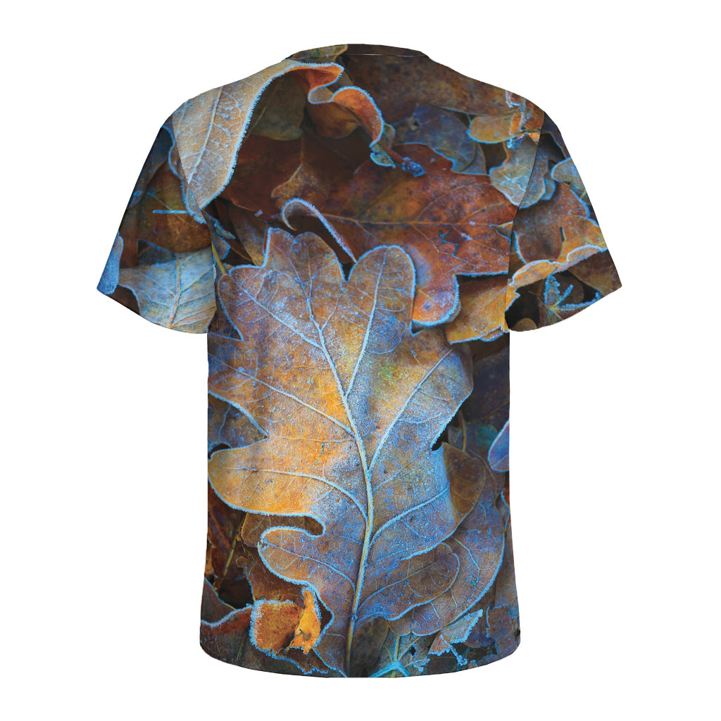 Frozen Oak leaf Print Men's Sports T-Shirt