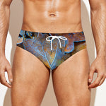 Frozen Oak leaf Print Men's Swim Briefs