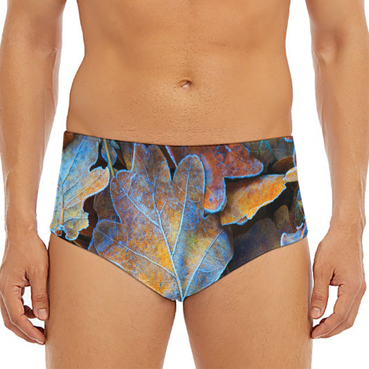 Frozen Oak leaf Print Men's Triangle Swim Briefs