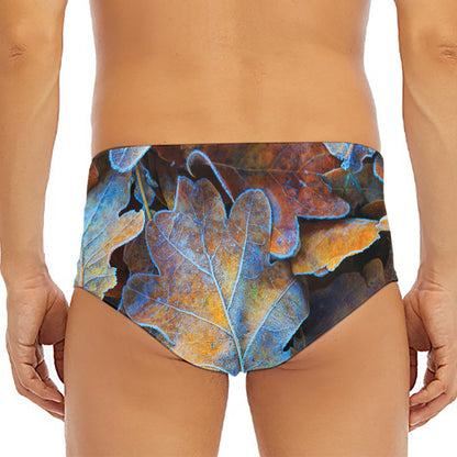 Frozen Oak leaf Print Men's Triangle Swim Briefs