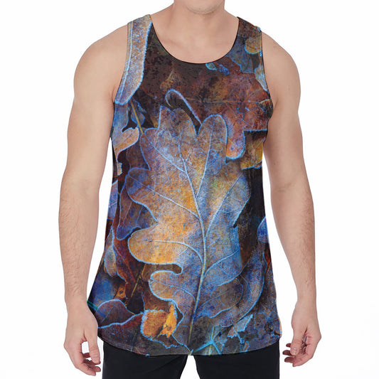 Frozen Oak leaf Print Men's Velvet Tank Top