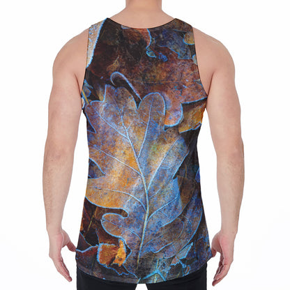 Frozen Oak leaf Print Men's Velvet Tank Top