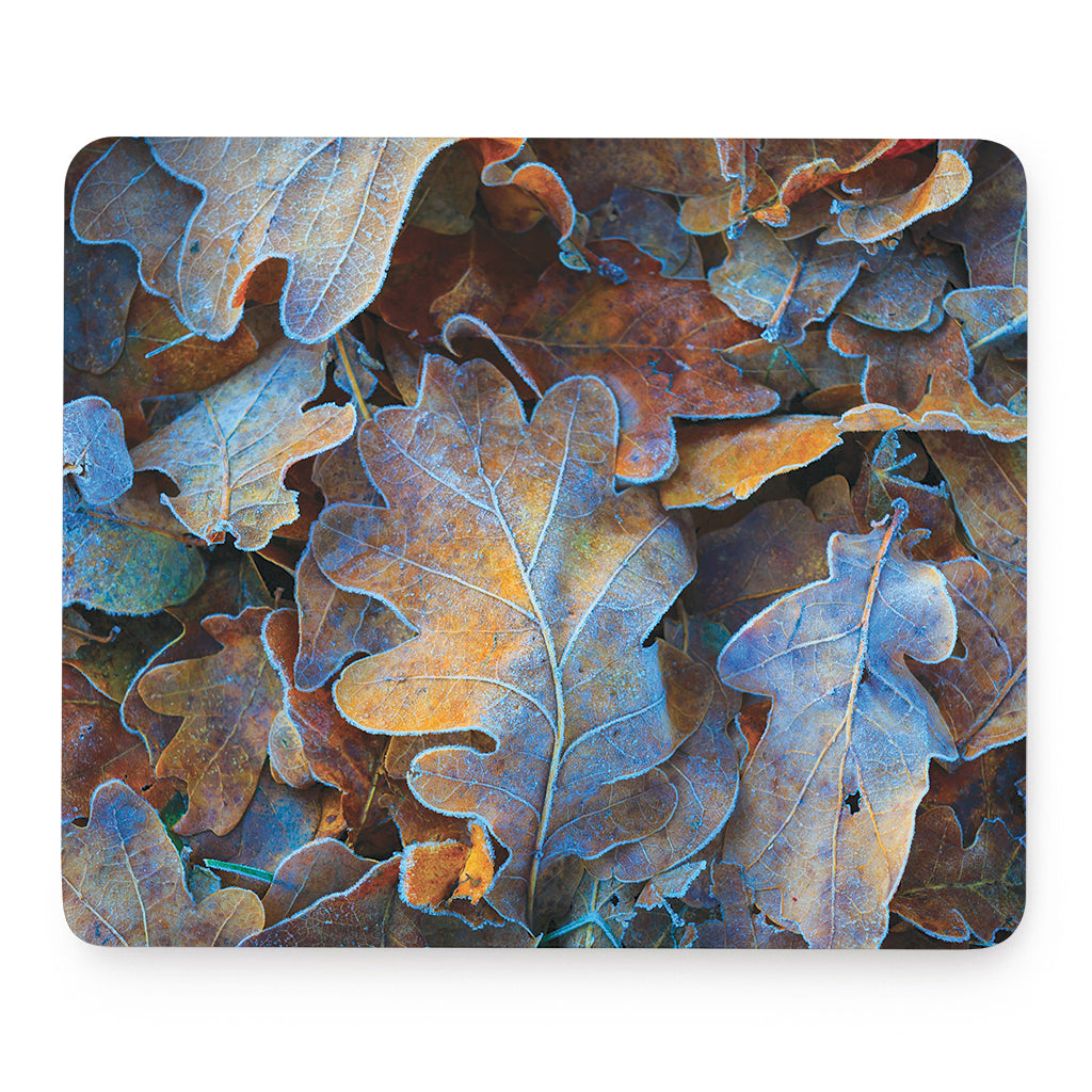 Frozen Oak leaf Print Mouse Pad
