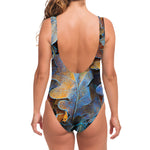 Frozen Oak leaf Print One Piece Swimsuit