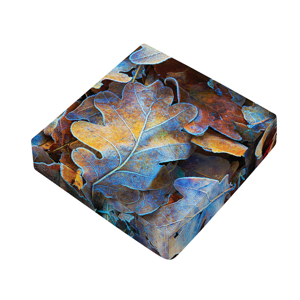 Frozen Oak leaf Print Outdoor Seat Cushion Cover