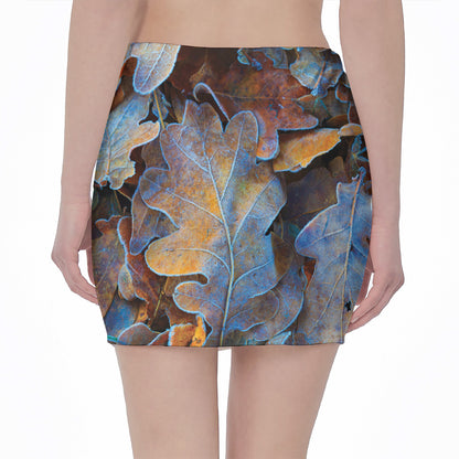 Frozen Oak leaf Print Pencil Mini Skirt