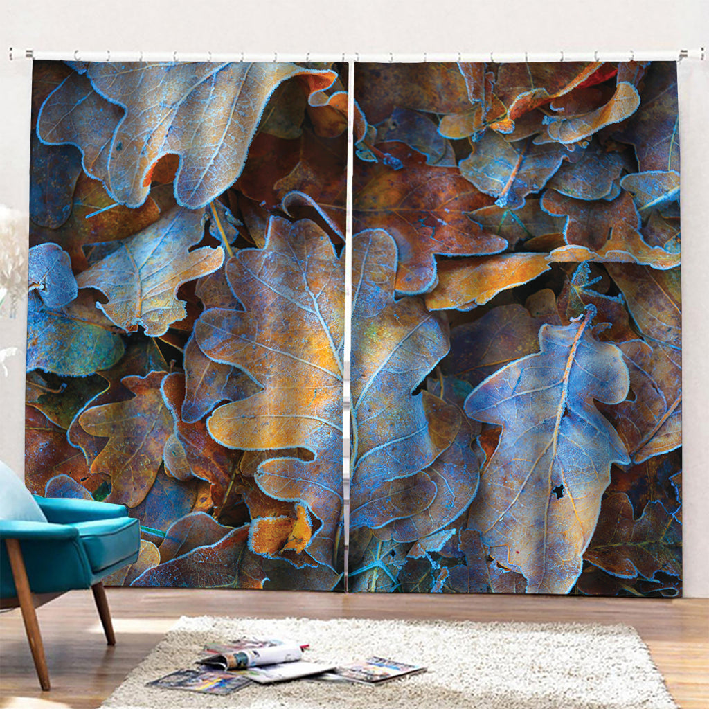 Frozen Oak leaf Print Pencil Pleat Curtains