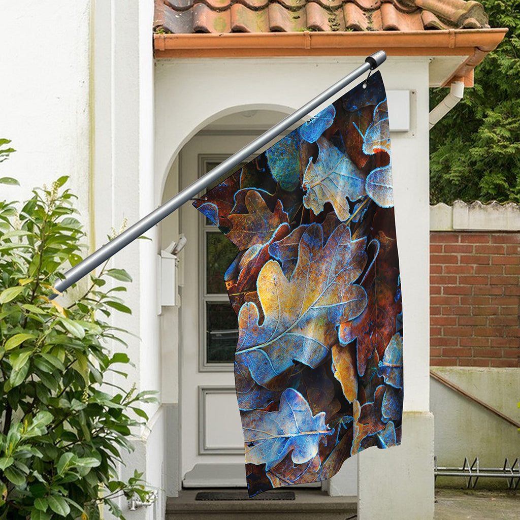 Frozen Oak leaf Print Polyester Flag