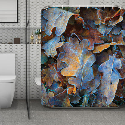 Frozen Oak leaf Print Polyester Shower Curtain