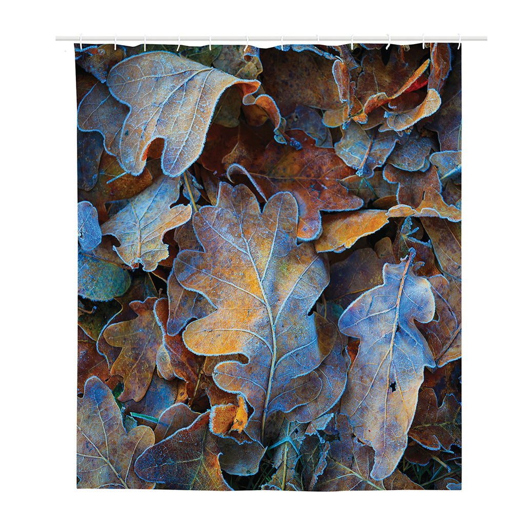 Frozen Oak leaf Print Polyester Shower Curtain