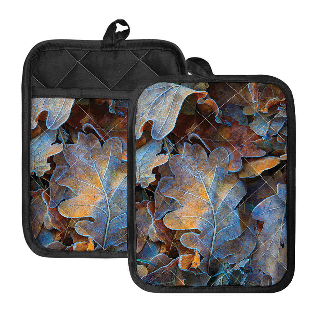 Frozen Oak leaf Print Pot Holders With Pocket