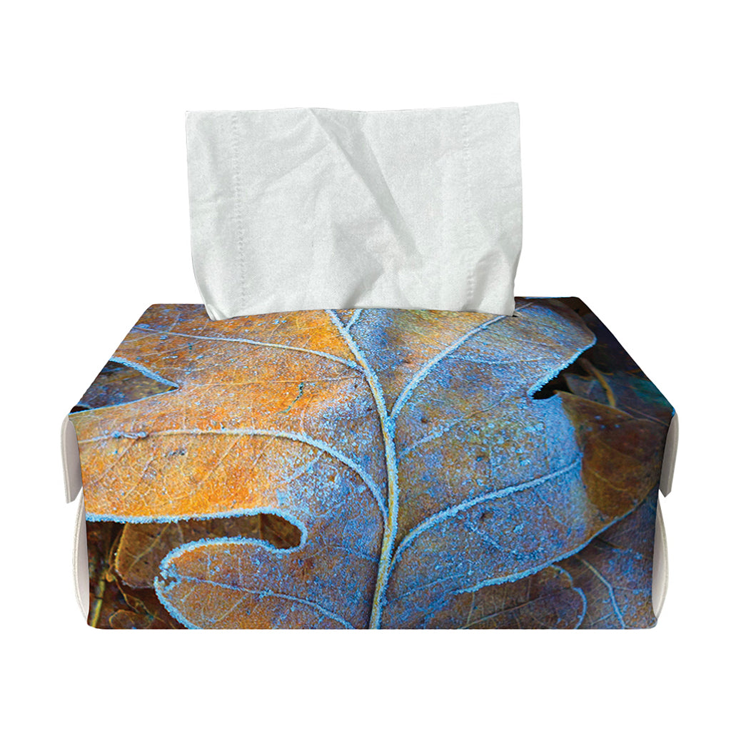 Frozen Oak leaf Print Rectangle Tissue Box Cover
