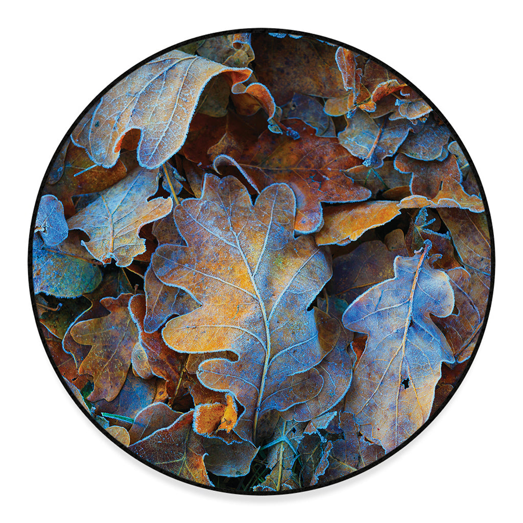 Frozen Oak leaf Print Round Floor Mat