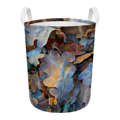 Frozen Oak leaf Print Round Laundry Basket