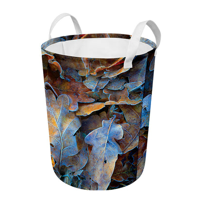 Frozen Oak leaf Print Round Laundry Basket