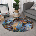 Frozen Oak leaf Print Round Rug