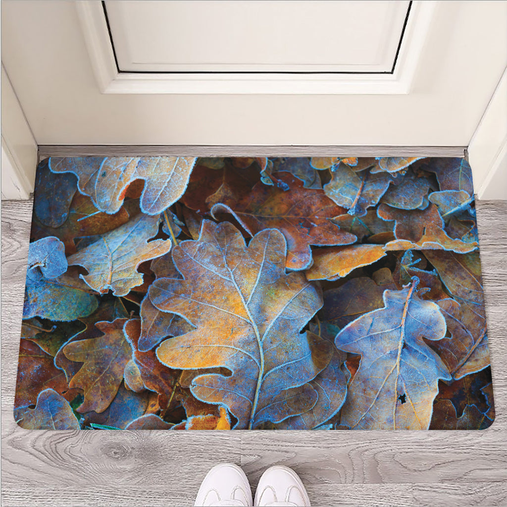 Frozen Oak leaf Print Rubber Doormat