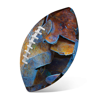 Frozen Oak leaf Print Rugby Ball