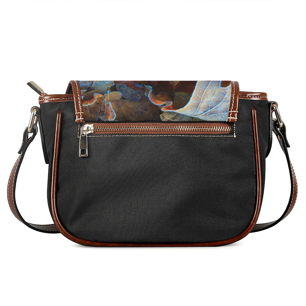 Frozen Oak leaf Print Saddle Bag