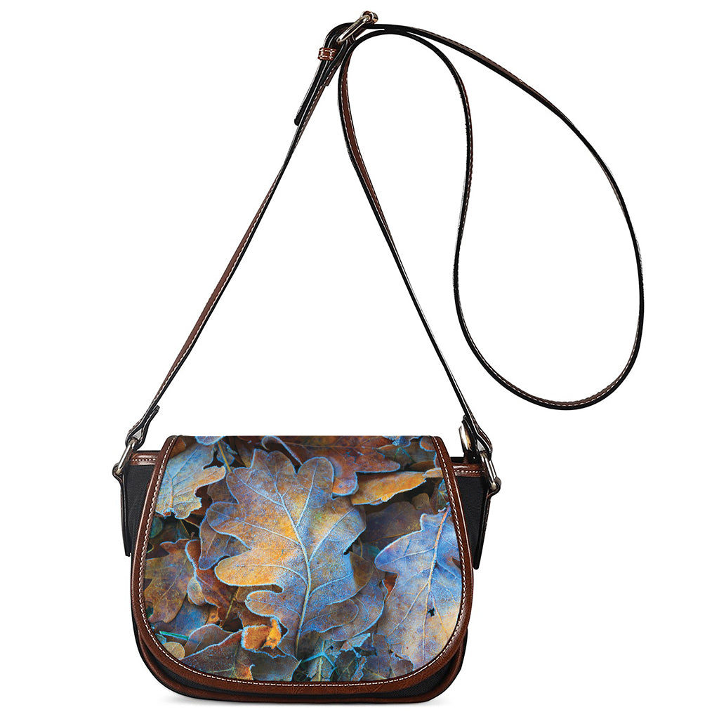 Frozen Oak leaf Print Saddle Bag