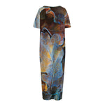 Frozen Oak leaf Print Short Sleeve Long Nightdress