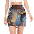 Frozen Oak leaf Print Side Slit Mini Skirt