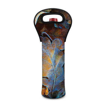 Frozen Oak leaf Print Single Neoprene Wine Tote